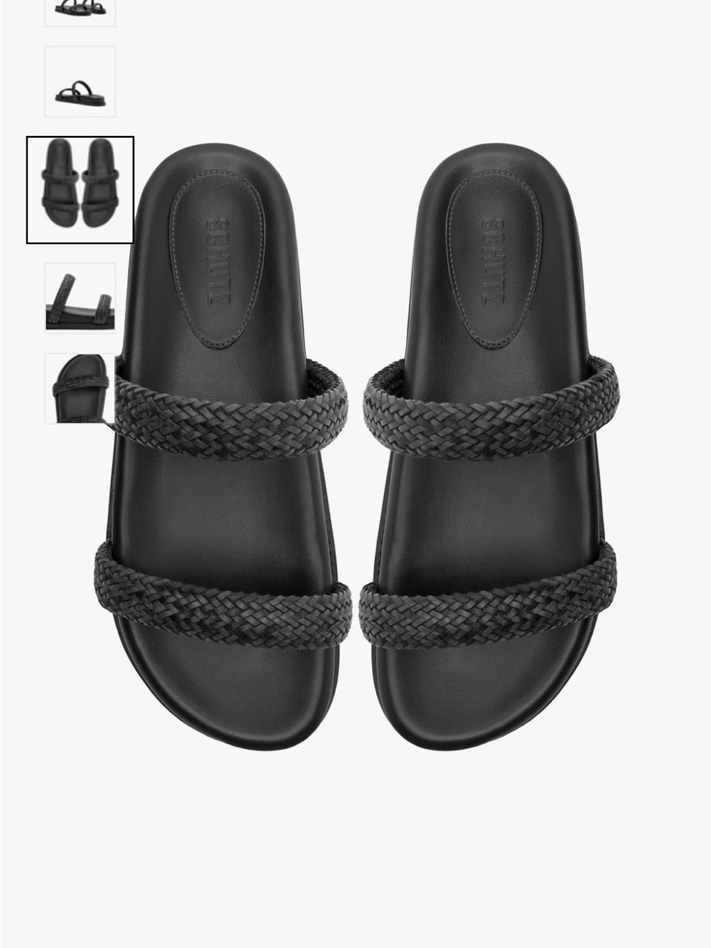SCHUTZ Ruby Black Braided Double-Strap Slide Sandals